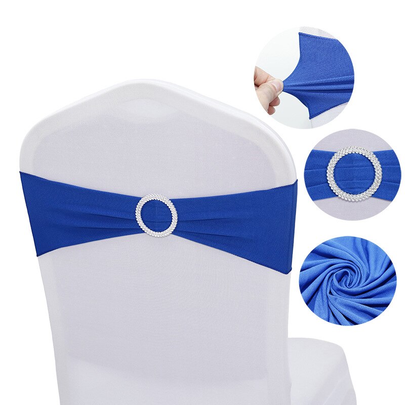 Elastische Spandex Stoel Bow Sash Stretch Lycra Stoel Sjerp Band Met Ronde Gesp Slider Voor Banket Hotel Bruiloft Decoratie