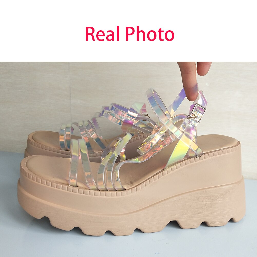 Sorphio-sandales de luxe à semelle compensée, chaussures d'été pour femmes, en PVC et colorées, collection directe INS