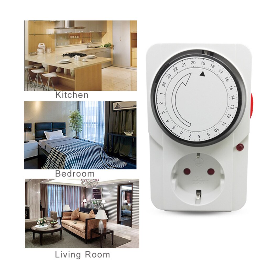 EU/UK/US Plug Socket Wall Outlet Timer Switch 110V 220V 24 Hour Cyclic Timer Switch Kitchen Mechanical Home Socket Plug
