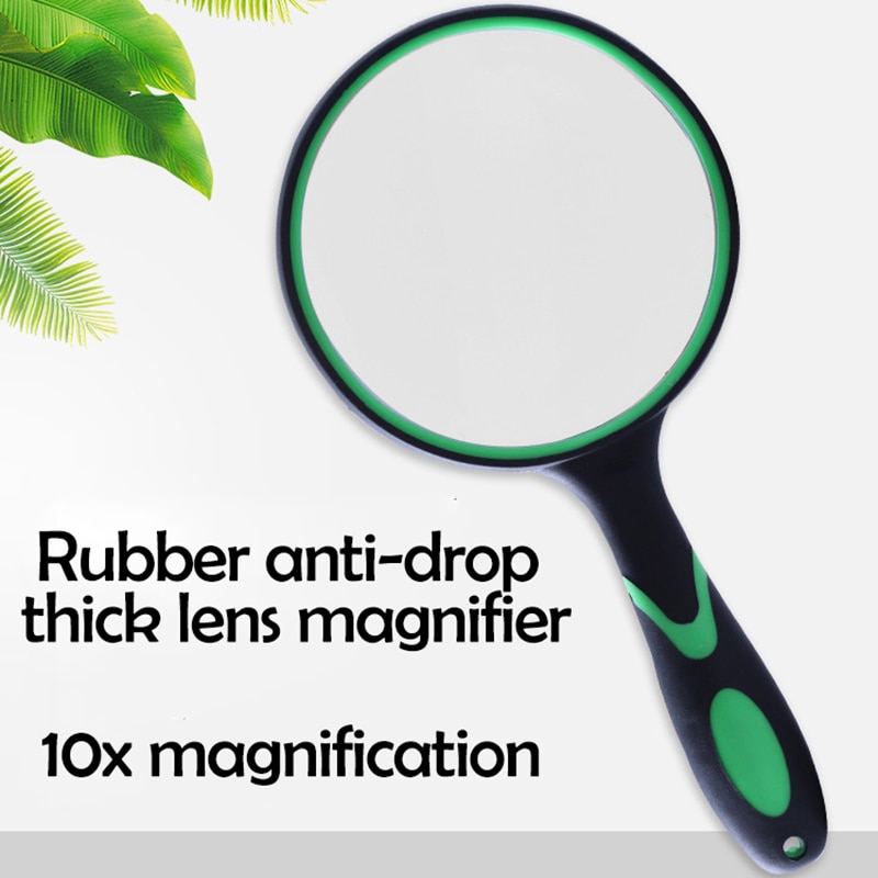 Magnifying Glass 10X Handheld Reading Magnifier Large Magnifying Lens with Non-Slip Soft Handle, Repair Lupa Hobby