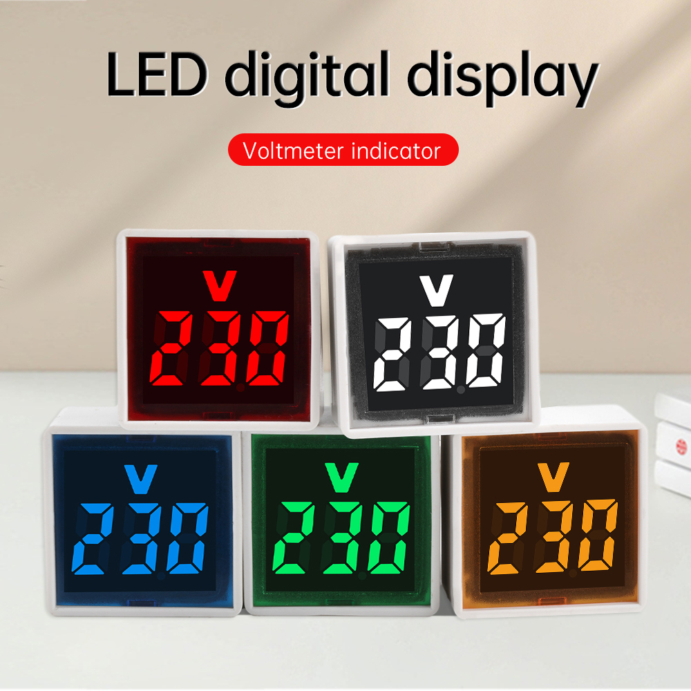 Ac 220v 50 ~ 500v led digital ac voltmeter indikator eu stik led digital ac voltmeter indikator strømforsyning spændingstest monitor