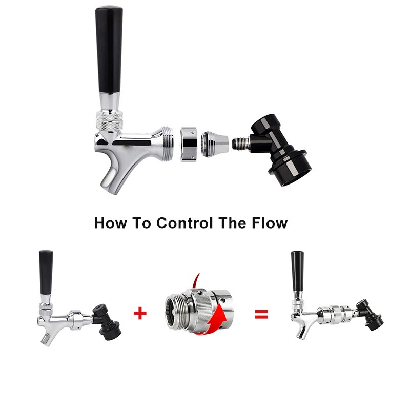 Beer Tap Faucet With Ball Lock Liquid Quick Disconnect Chrome Plating Faucet Beer Keg Tap For HomeBrew Beer Soda Dispenser Tools