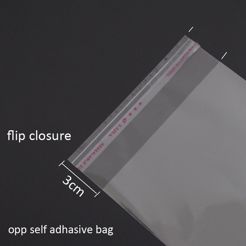 300pcs/lot Clear Cellophane Bag 9x17+3cm Transparent Opp Bags Plastic Packaging Self Adhesive Seal