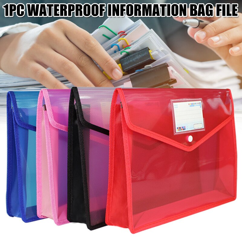 Eco-Friendly Plastic File Folders Expandable Envelope Folder with Snap Button Closure Durable Waterproof for Office Home JR