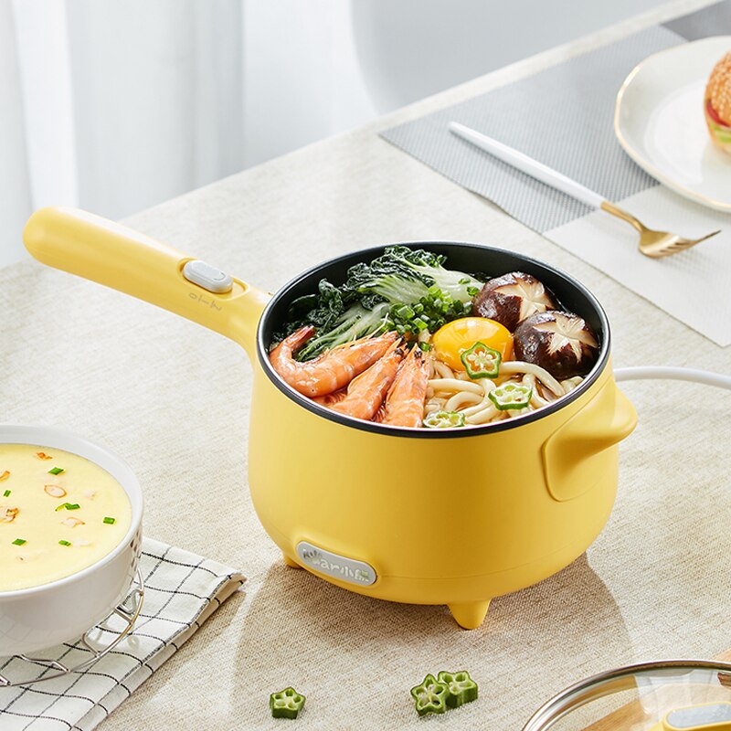220V Electric Multi Cooker Portable Household 1.2L Non-stick Electric Frying Pot Mini Steaming Cooking Machine For Hotel Travel