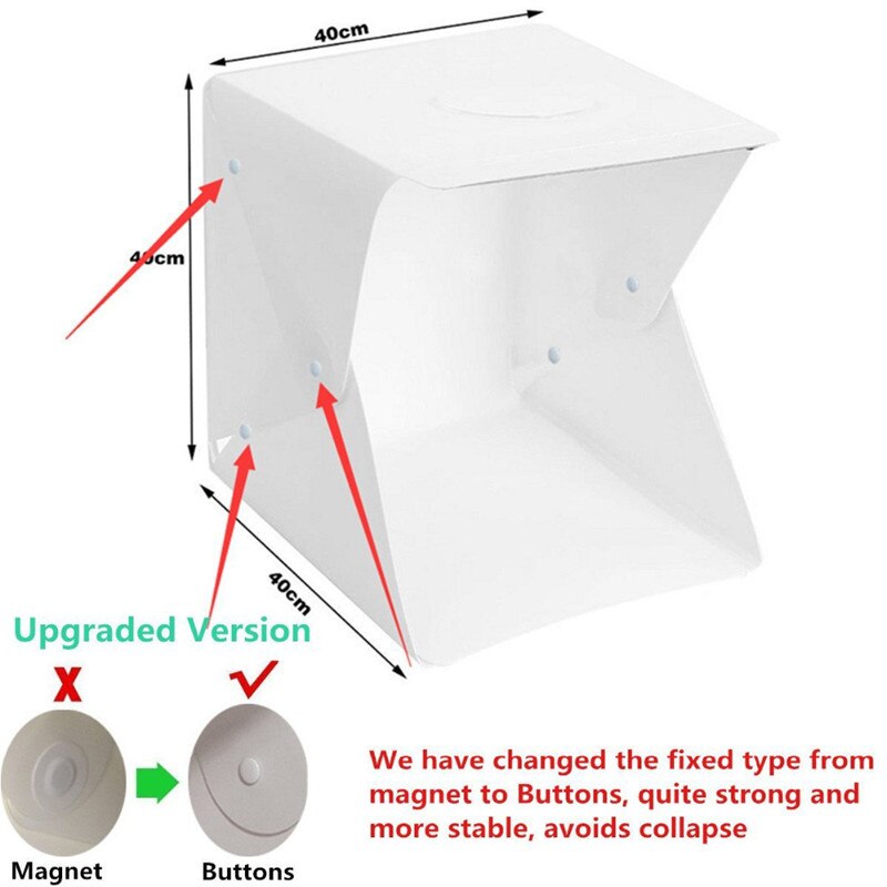 40cm led valokuvalaatikko valokuvaus softbox himmennettävä kannettava taitettava valokuvastudio kuvaustelttalaatikkosarja & amp; 6 värillistä taustakuvaa