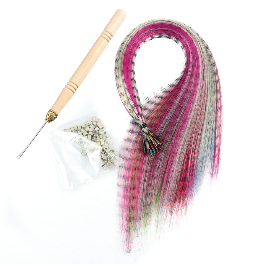 Synthetisch Gekleurd voor Haar Feather Extensions 20 30 40 50 Stuks Tip 16 inch Synthetisch Haarstukje Zebra Feather Hair Extensions: Natuurlijke kleur