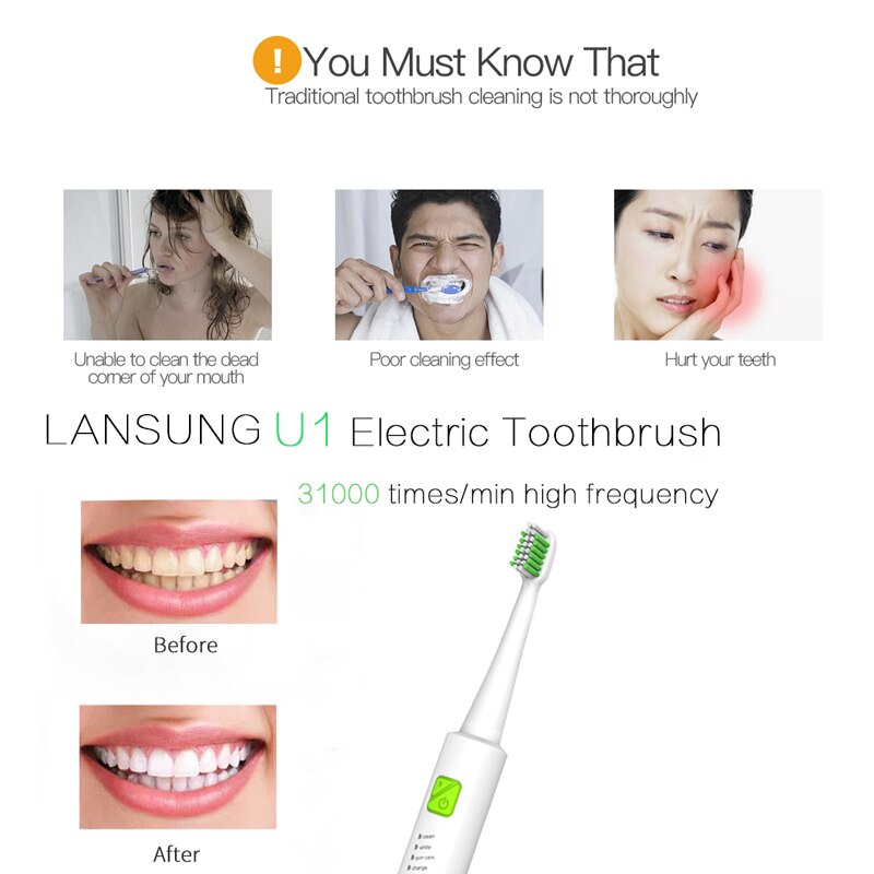 Ultrasonic Sonic Electric Toothbrush Rechargeable Tooth Brushes electric toothbrush with U1 tooth brush heads cepillo dental 4