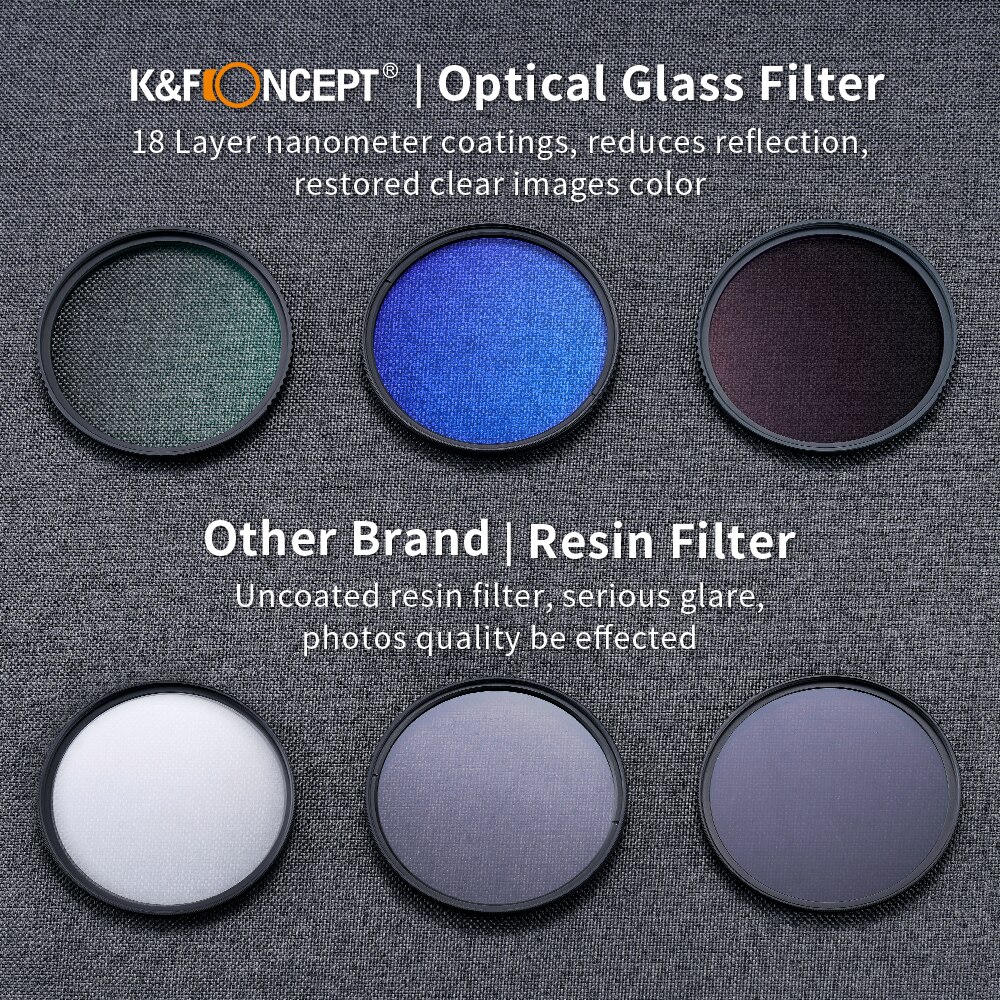 K &amp; F Concept Filter Kit Netural Dichtheid ND4 Mc Uv Filter Cpl Camera Lens Bundel 1Pcs Cleaning Pen en Filter Pouch 58Mm 62Mm 67Mm