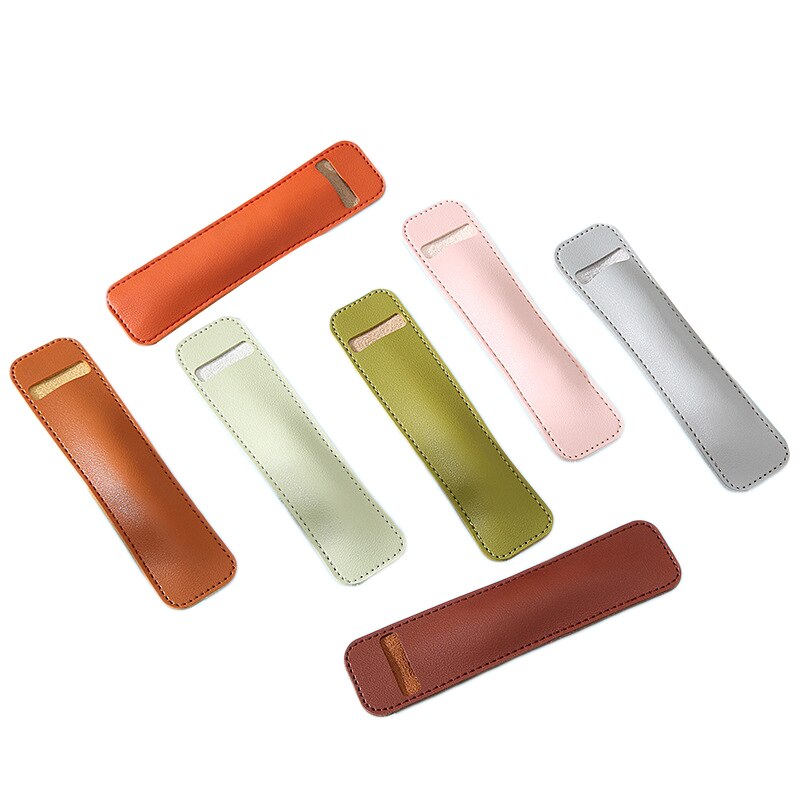 1 Pcs PU Leather Pencil Pen Case Pen Protection Cover Solid Color Hollow Simple Student Stationery Box