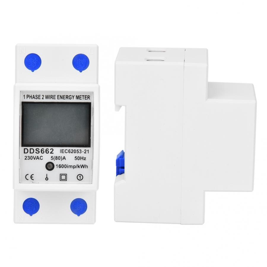 Digitale Energiemeter Goede Betrouwbaarheid LCD Display Eenfase DIN Rail 230VAC 5 (80) EEN 50Hz Elektrische Meter