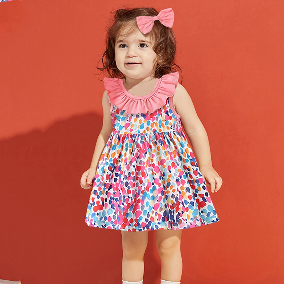 Leuke Baby Meisjes Mouwloze Bloem Print Jurken Kleding Kinderen Zomer Prinses Jurk Kinderen Party Ball Pageant Jurk Outfit