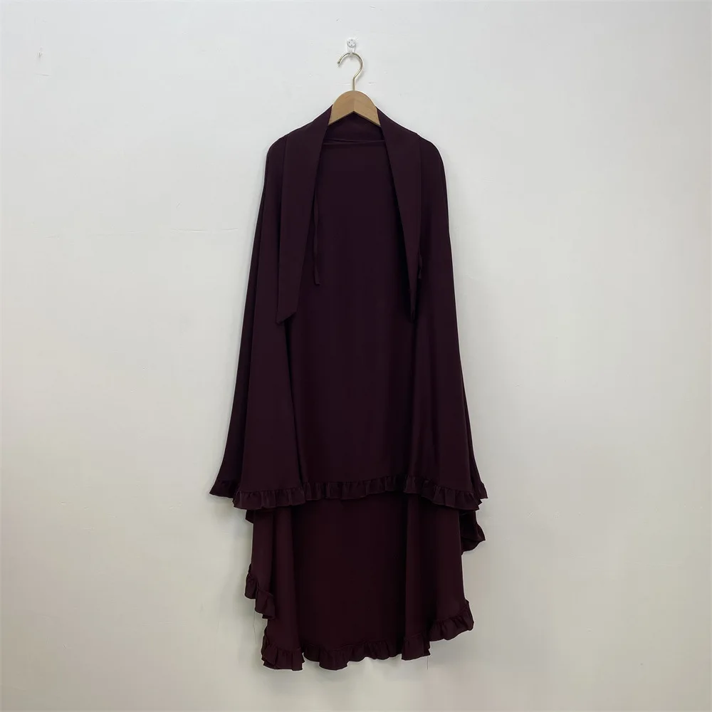 Gebetskleidungsstück Abaya Lange Khimar Muslimische Frauen Schleier Hijab Eid Ramadan Burka Kopftuch Islam Arabische Niqab Kleidung Kopfschmuck Turban: Black