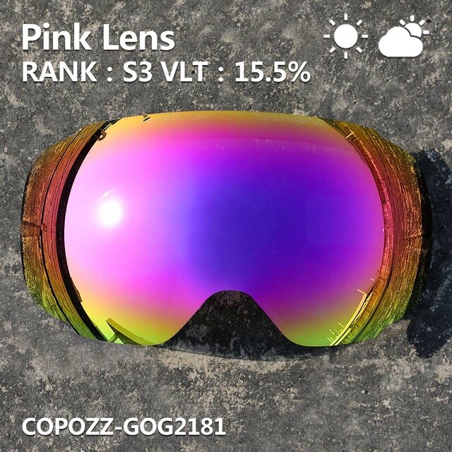Copozz alkuperäinen magneettilinssi hiihtolaseille gog -2181 linssi anti-fog  uv400: Keltainen