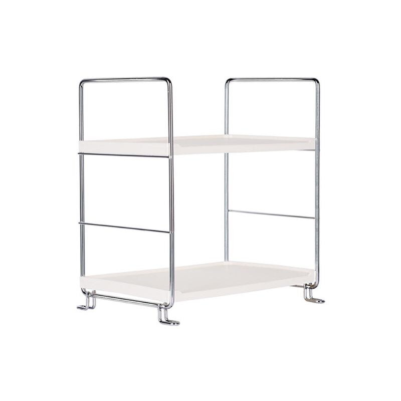 2 Tier Multifunction Stackable Shelf Organizer for Spices Kitchen Bathroom Rack: Silver