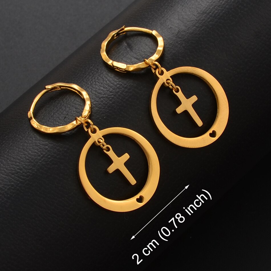 Anniyo Small Kiribati Earrings for Women Girls Gold Color Stainless Steel Jewelry #053221