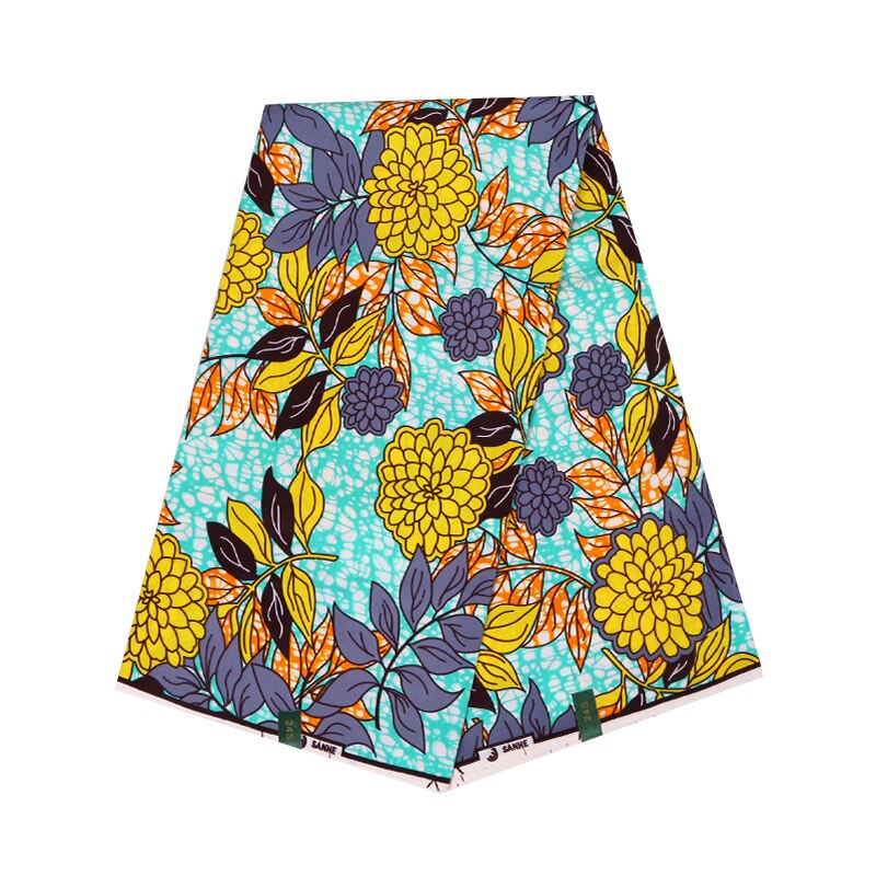 Mooie Gele Bloem Gedrukt Afrikaanse Ankara Echte Echte Wax 100% Katoen Stof Voor Jurken 6 Yards: Default Title