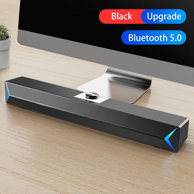 TV Sound Bar AUX USB Wired and Wireless Bluetooth Home Theater FM Radio Surround SoundBar for PC TV Speaker for Computer Phones: Black Upgrade