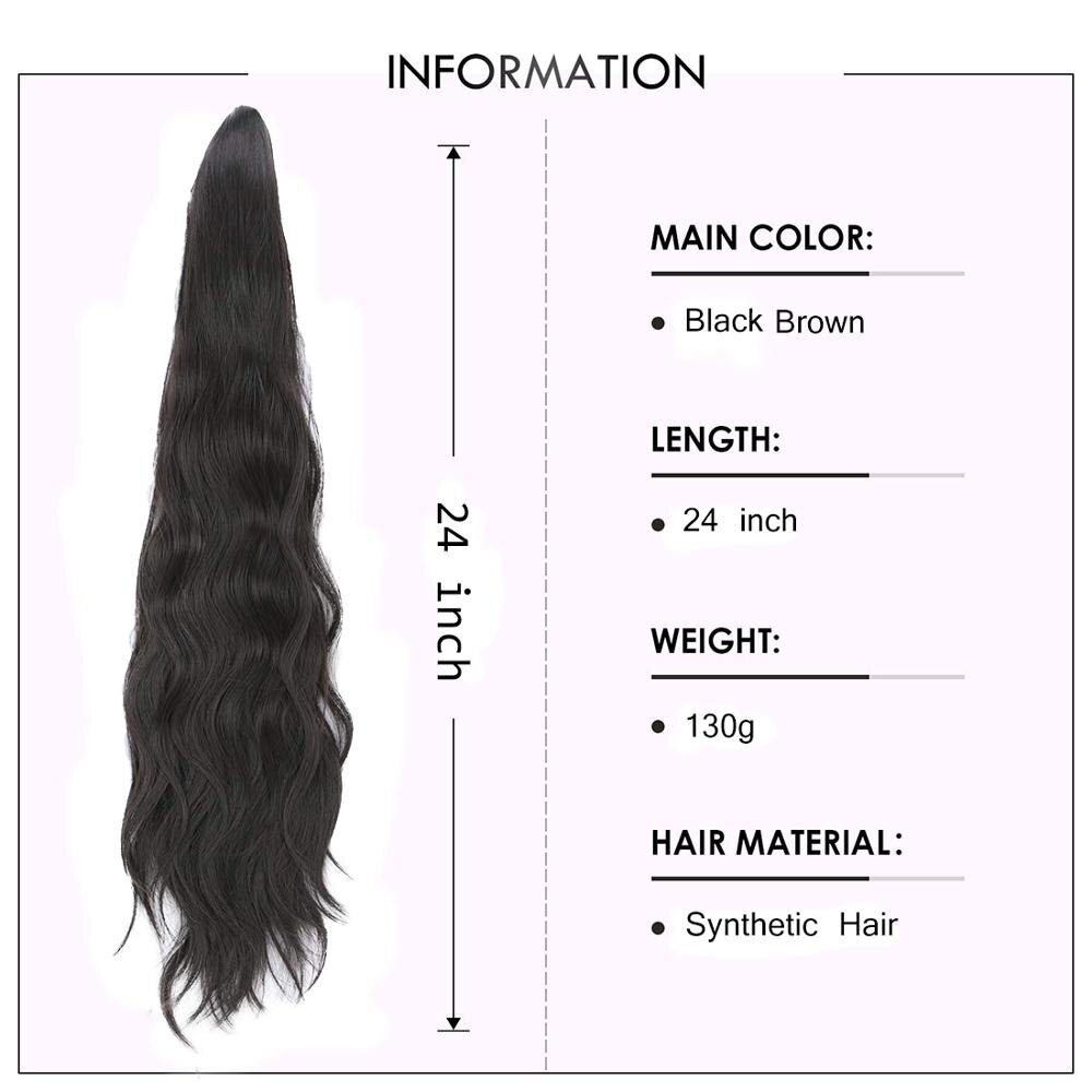 CHARMINGHeat Slip Synthetisch Haar 150g 24inch Golvend Claw Clip in/op Paardenstaart Hair Extensions