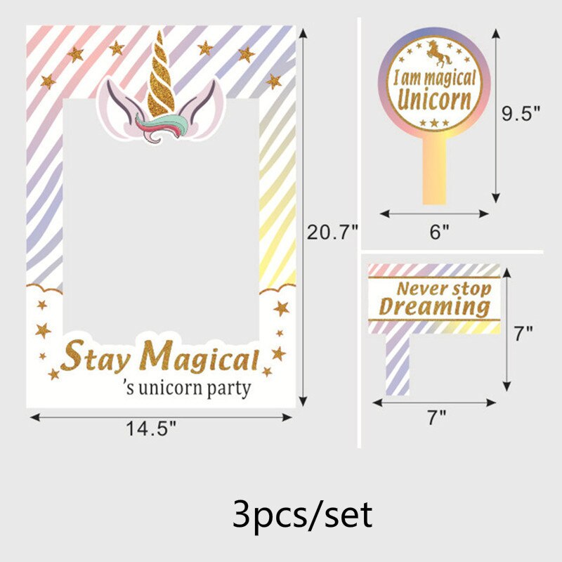 Photo Booth Frame Birthday Party Decorations Adult Kids Photobooth Props Baby Shower Unicorn Birthday Party Photo Accessories