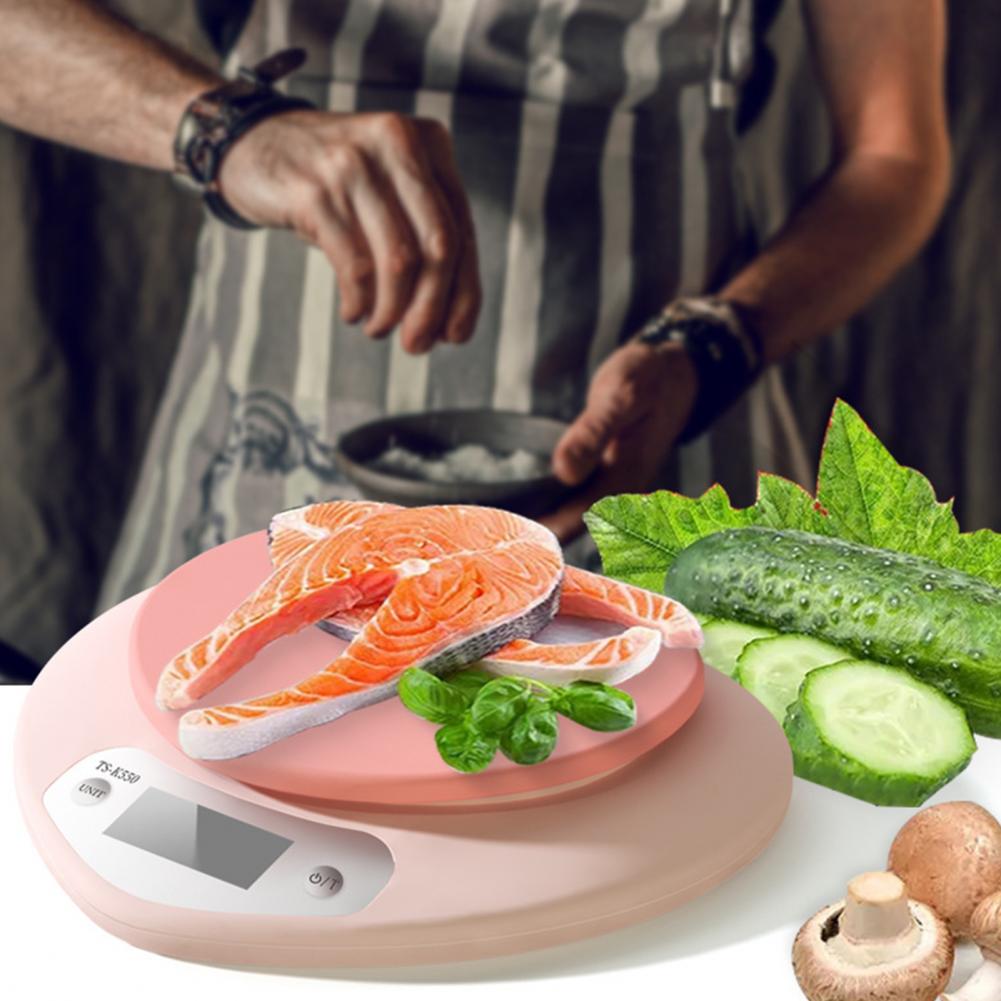 5KG Kitchen Digital Scale 3 Units Conversion Weighing Food Clear Scale Pink Heart Shape Food Diet Scale for Home