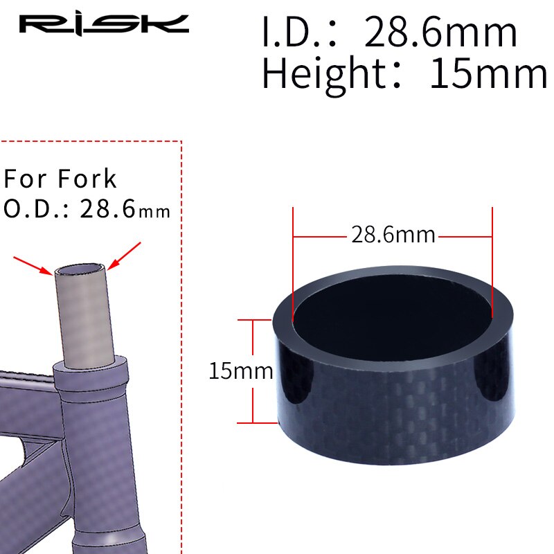 RISK MTB Road Bike Bicycle Headset Stem Carbon Fiber Washer 1-1/8" 28.6mm 1-1/4" OD2 Stem Front Fork Adjustment Spacer: 1pc 15mm