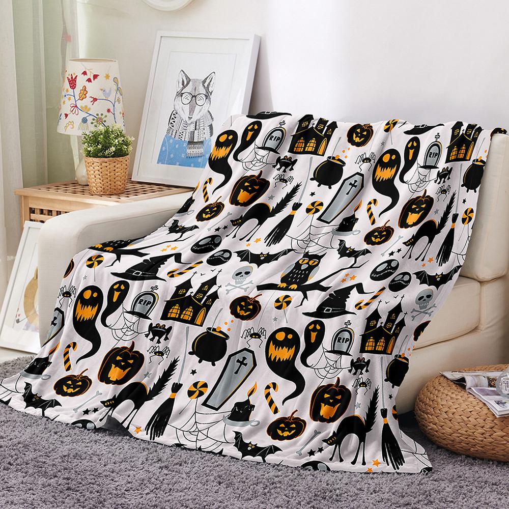 ONGLYP Halloween élément couverture chaude douce en peluche couverture jette pour canapé lit canapé décor à la maison couvertures confortable flanelle couvre-lit: 90 x150cm