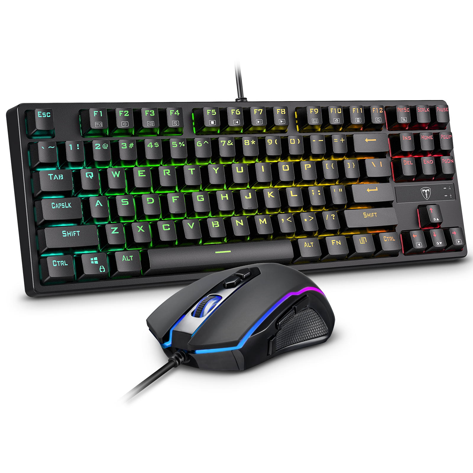 Pictek  pc330 mechanical gaming keyboard and mouse combo, wired rgb mouse with 8 programmable buttons , 7200 dpi adjustable for pc: Default Title