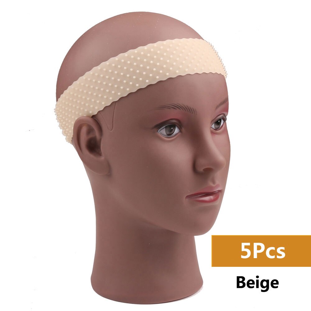 Transparent Silikon Stirnband Non Slip Elastische Weiche Perücke Grip Band Einstellbar Frauen Haar Band für Fix Perücken Silikon Band: 5pc Beige