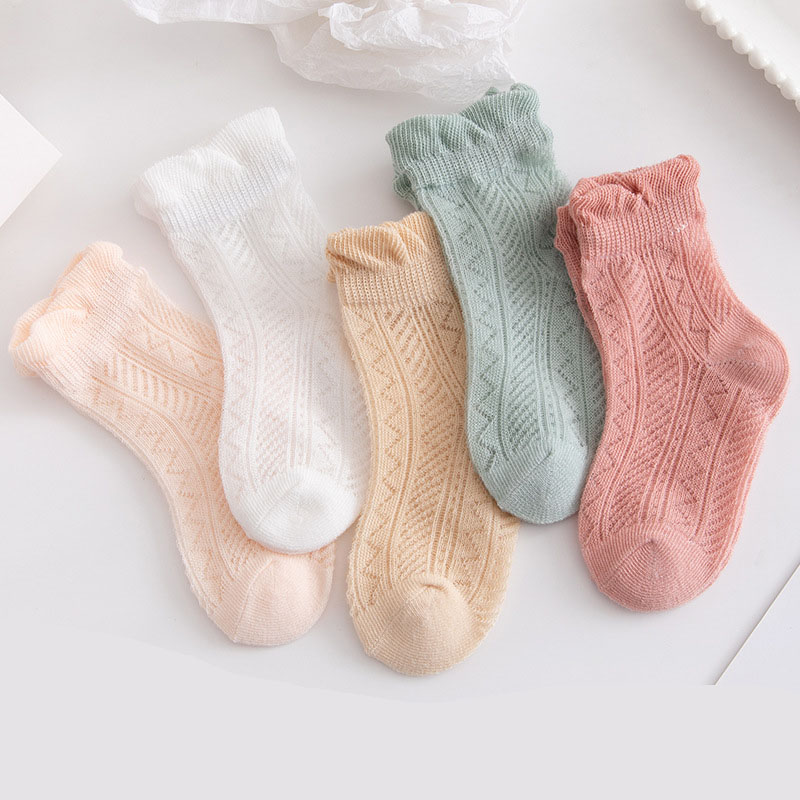 5Pairs/lot 0-3T Infant Baby Socks Solid Color Cotton Mesh Cute Newborn Boy Toddler Socks Baby Clothing Accessories