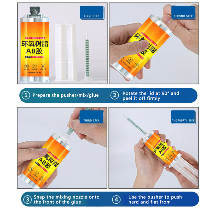 Transparenter Epoxidharz-AB-Kleber, 50 ml, schnell aushärtendes, stark klebendes Dichtmittel, Heimwerker für die Reparatur von Holz, Metall, Keramik und Kunststoff