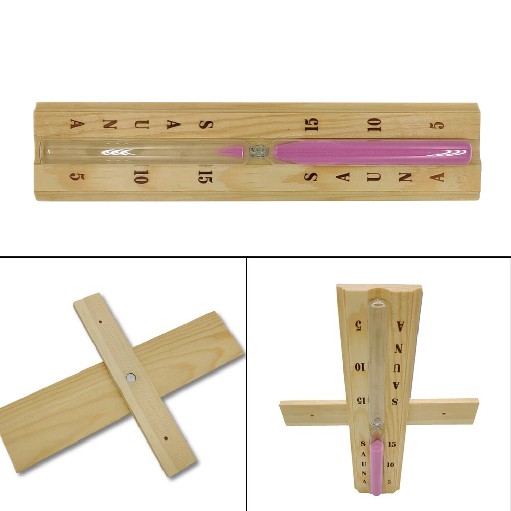 15 Minute Timer Sauna Hourglass Wall Rotating Sand Timer Countdown Clock Pink 26*9*1.6 CM Sauna Hourglass Timers