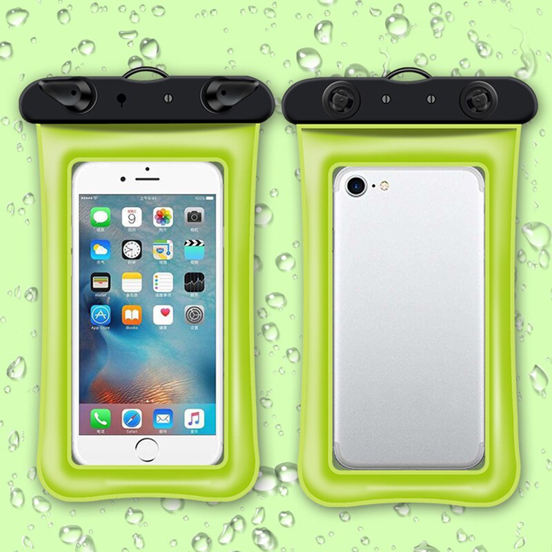 6.8Inch Floating Airbag Swimming Bag Waterproof Mobile Phone Pouch Cell Phone Case For Swim Diving Surfing Beach Use Pool XA184A: Green