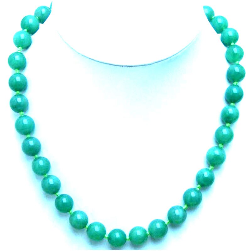 Qingmos Natural 12mm Round Light Green Jades Necklace for Women with Genuine Stone Necklace Chokers 18" Jewelry nec8406