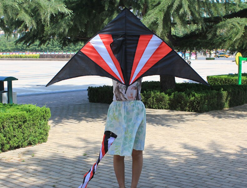 Outdoor Fun Sports Rainbow Triangle Kite With Windsock Handle And Line Good Flying