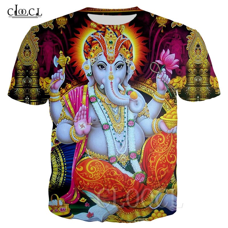 Basic t-shirt hinduisme gud lord ganesha 3d print ganesh unisex t-shirts kvinder mænd sommer t-shirt toppe streetwear sportstøj