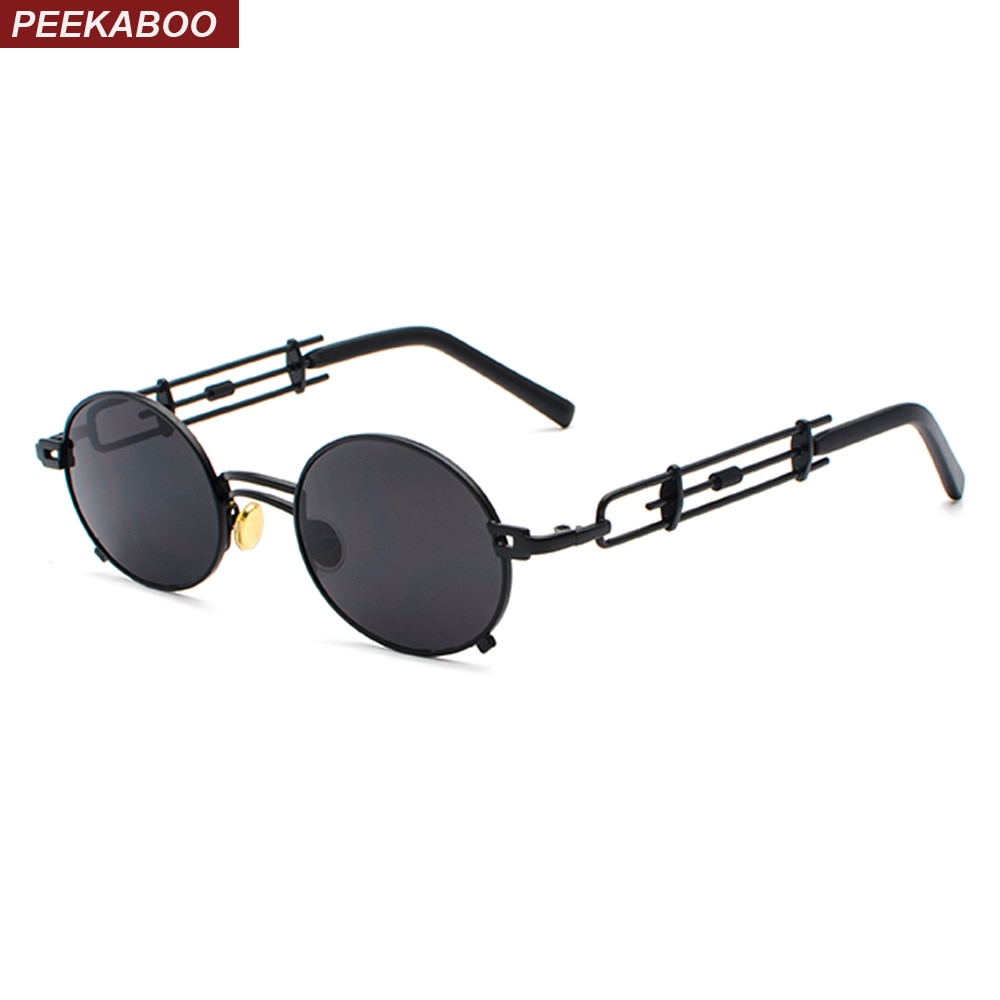 Peekaboo retro steampunk sonnenbrille männer runde Jahrgang metall rahmen Gold schwarz Oval sonne gläser für frauen roten männlichen