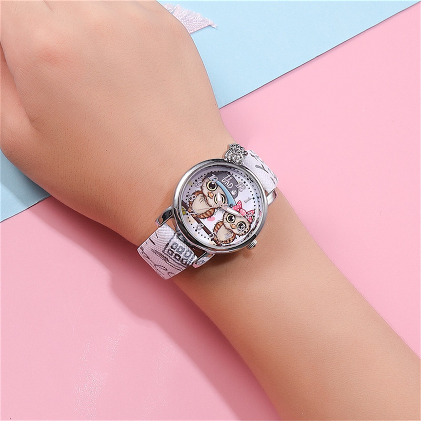 Reloj para niños con estampado de búho y dibujos animados, correa de malla para niños, varios estilos, reloj de goma, de Navidad