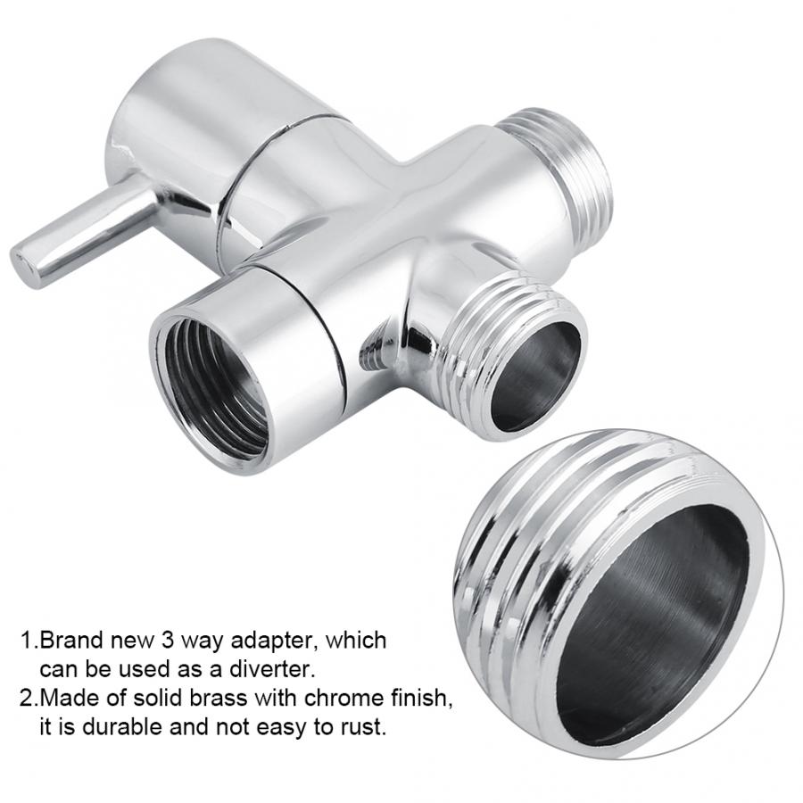 Shower Extension 3-Way T Shape Diverter Shut Off Valve Shower Toilet Bidet Sprayer Water Adapter