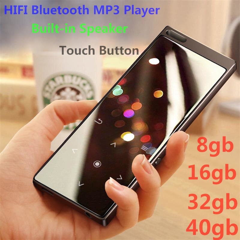 MP3 Player Metal Touch Button HIFI Bluetooth Music Player Built-in Speaker 8GB/16GB/32GB/40GB Lossless Sound with FM