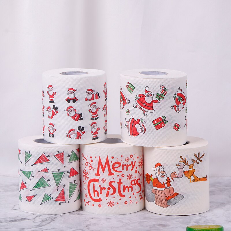 1pc Christmas Table Napkin Home Santa Claus Bath Toilet Roll Paper Xmas Decor Tissue