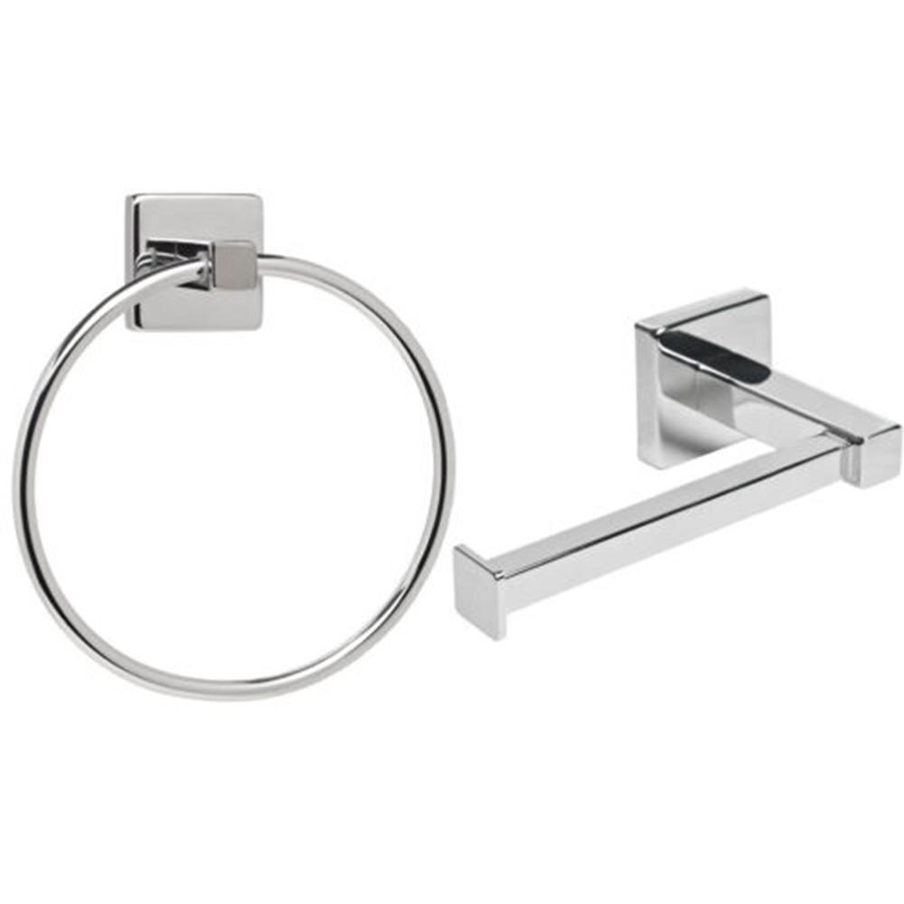 Rustfrit stål toiletpapirholder toiletpapirrulleholder toiletpapirholder papirhåndklædeholder håndklædering sæt: 1