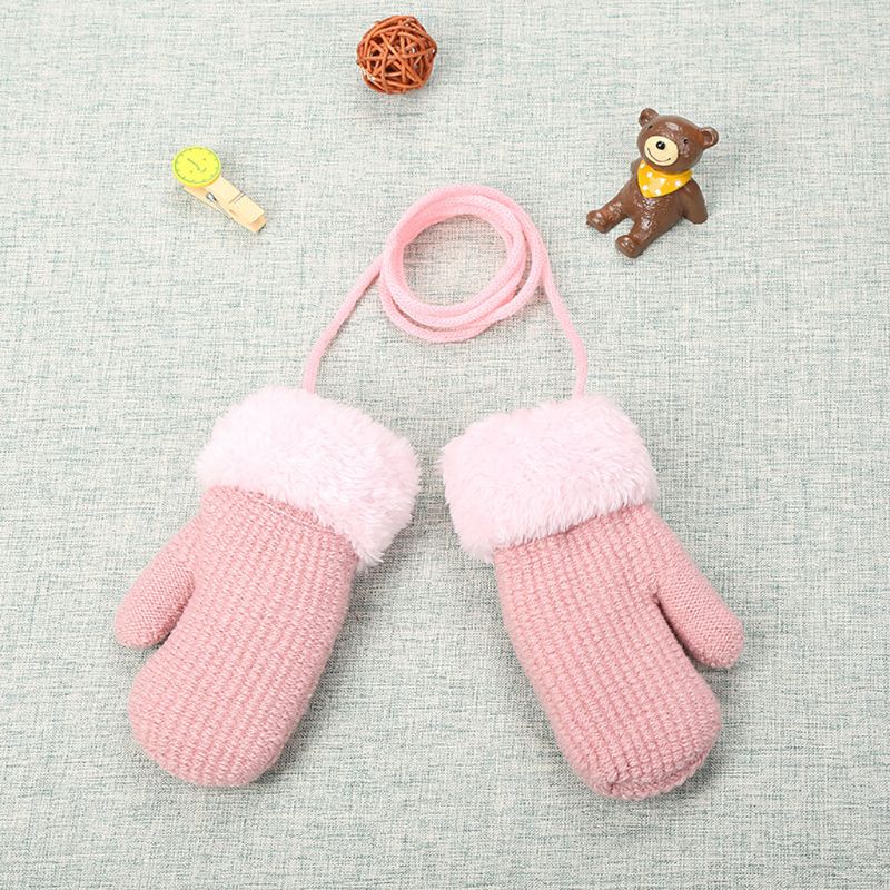 Hiver en plein air bébé garçon fille gants tricotés corde chaude doigt complet mitaines gants