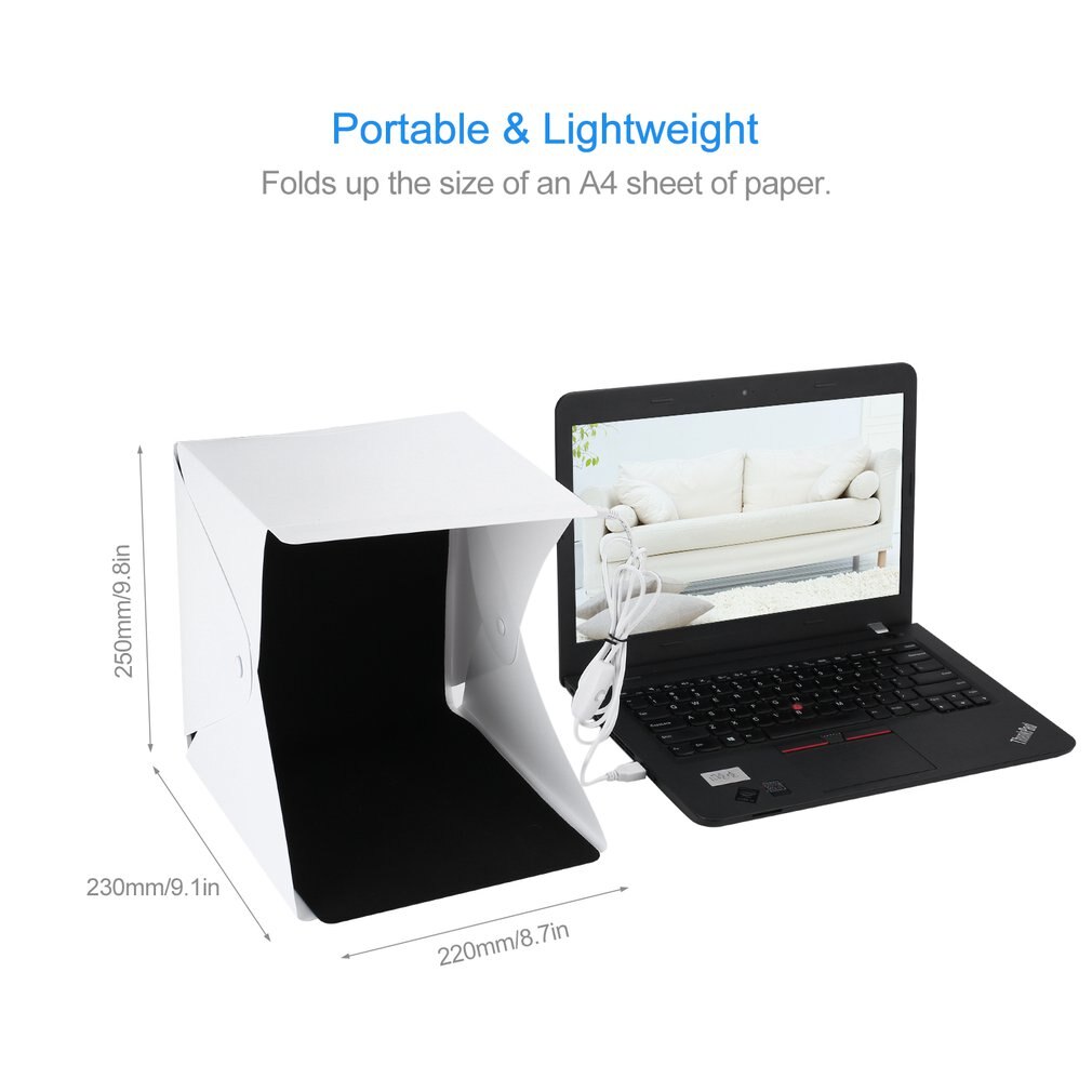 Folding Portable Room Photo Light Box LED Studio Softboxes Photography Lighting Tent Kit 4 Colors Backdrops Switch Control