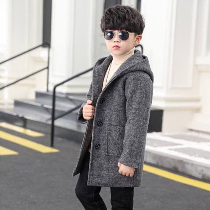 Jacket For Girls Wool &amp; Blends Autumn Winter Trench Coat Kids Girl Woolen Coat Windbreaker Child Outwear Teenagers: Gray / 4