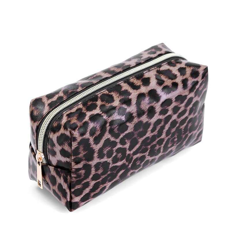 Borsa da donna per cosmetici Organizer Make Up borsa cosmetica con stampa leopardo borsa da trucco in pelle per donna borsa da toilette borse nere: 5