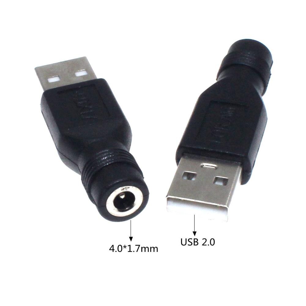 Dc hunstik til usb 2.0 hanstik stik 5v strømstik stik adapter laptop 3.5*1.35mm/4.0*1.7mm/5.5*2.1mm sort farve: 4017- usb 2.0