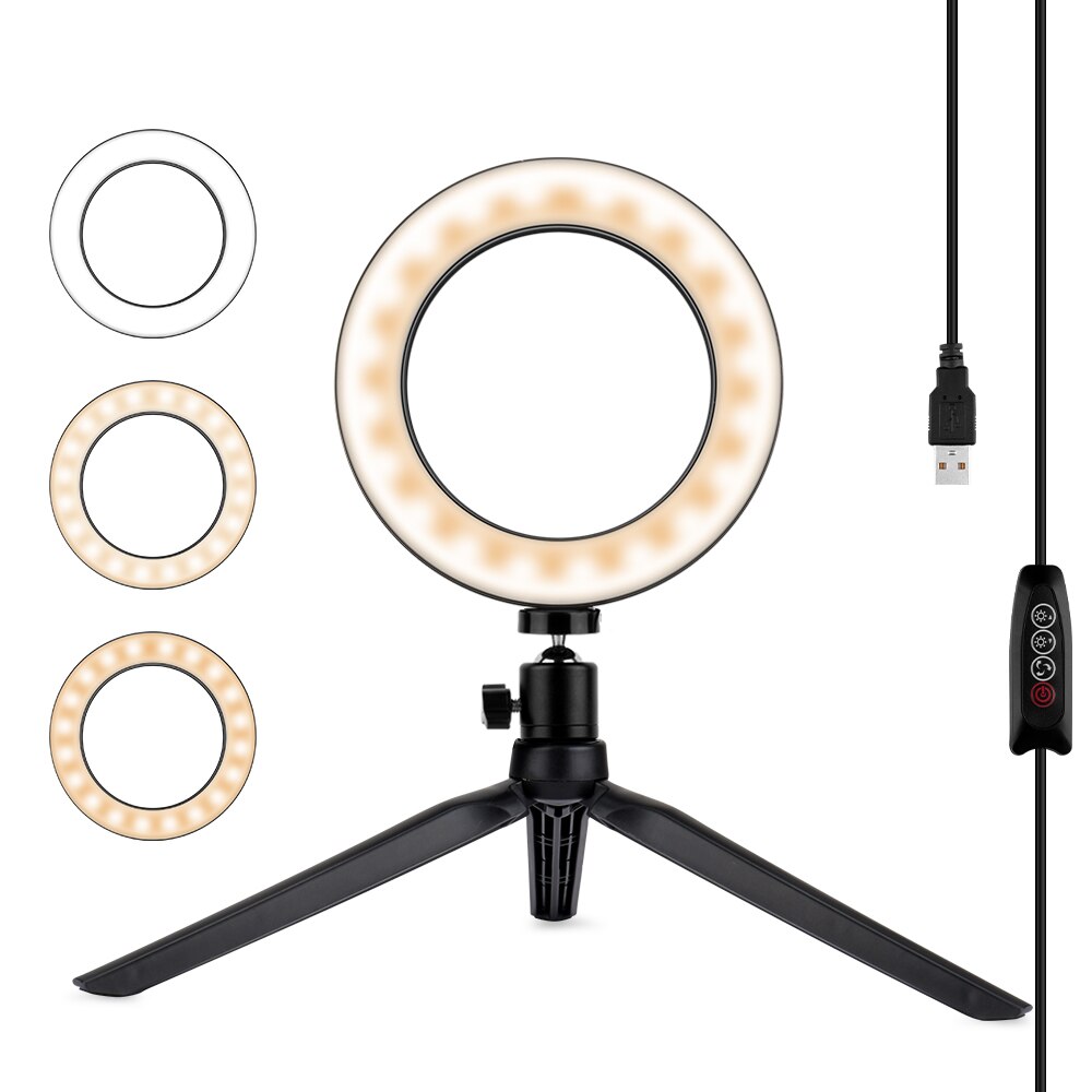 LED Selfie Ring Light Photography Dimmable Camera Phone Ring Lamp With Table Tripods For Makeup Video Live Studio: 04
