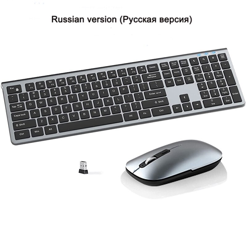 Jelly Comb – ensemble clavier et souris sans fil USB 2.4G, silencieux, pour ordinateur portable, Notebook, ordinateur de bureau: Russia Layout 