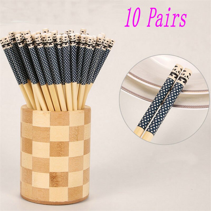 10 par pałeczki Sushi kije chińskie pałeczki bambusowe panda pałeczki wielokrotnego użytku zastawa stołowa jadalnia jedzenie pałeczki robić jedzenia na prezent: rodzaj 3